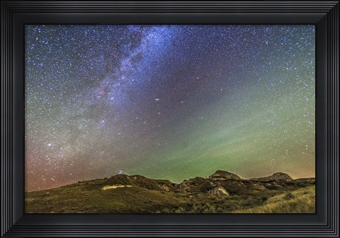 Framed Northern Autumn Stars and Constellations rising over Dinosaur Provincial Park Print