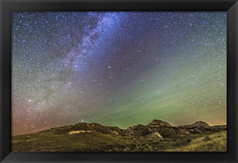 Framed Northern Autumn Stars and Constellations rising over Dinosaur Provincial Park Print