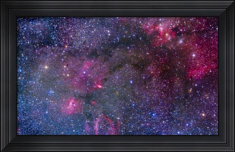 Framed Bubble Nebula and Cave Nebula mosaic Print