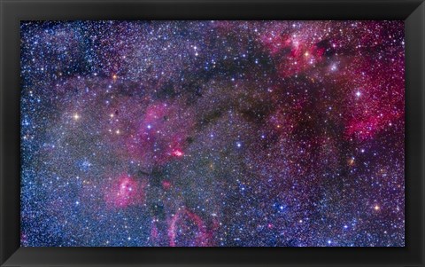 Framed Bubble Nebula and Cave Nebula mosaic Print