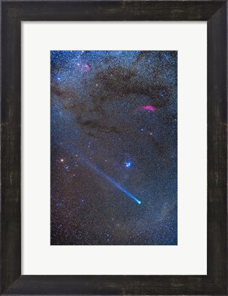 Framed Comet Lovejoy&#39;s long ion tail in Taurus Print