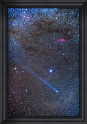 Framed Comet Lovejoy&#39;s long ion tail in Taurus Print