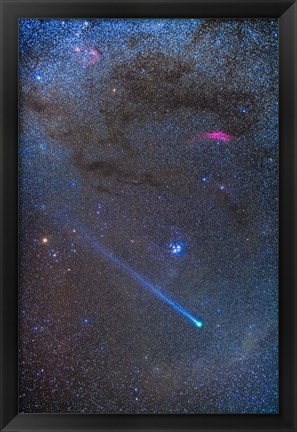 Framed Comet Lovejoy&#39;s long ion tail in Taurus Print