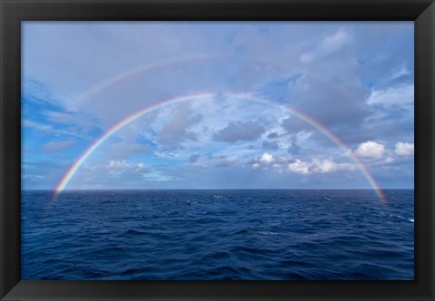 Framed Double rainbow over the Atlantic Ocean Print