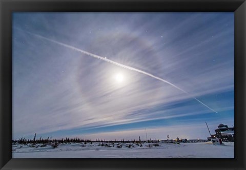 Framed Ice crystal Lunar Halo around the Gibbous Moon Print