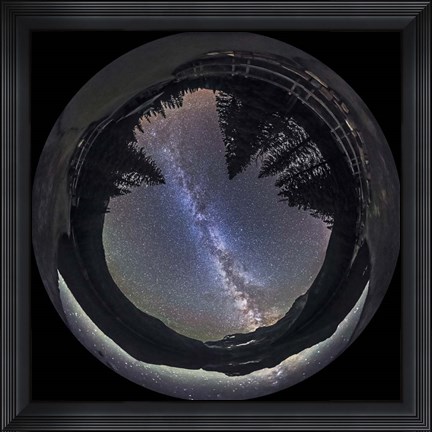 Framed Milky Way at Cameron Lake, Alberta, Canada Print