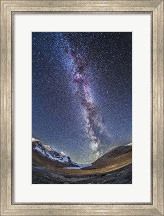 Framed Milky Way over the Columbia Icefields in Jasper National Park, Canada Print