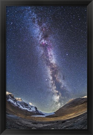 Framed Milky Way over the Columbia Icefields in Jasper National Park, Canada Print