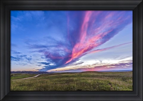 Framed Colorful sunset at the Reesor Ranch on the Alberta-Saskatchewan border Print