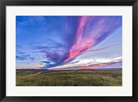 Framed Colorful sunset at the Reesor Ranch on the Alberta-Saskatchewan border Print