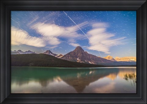 Framed Space Station over Mt Chephren in Banff National Park, Canada Print