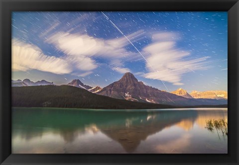 Framed Space Station over Mt Chephren in Banff National Park, Canada Print