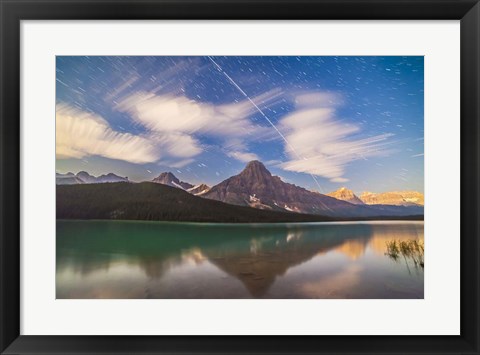 Framed Space Station over Mt Chephren in Banff National Park, Canada Print