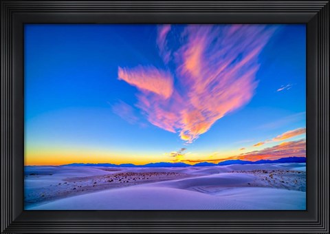 Framed Sunset colors over White Sands National Monument, New Mexico Print