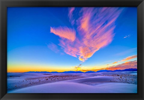 Framed Sunset colors over White Sands National Monument, New Mexico Print
