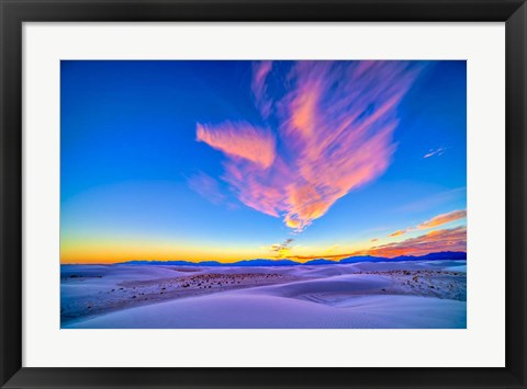 Framed Sunset colors over White Sands National Monument, New Mexico Print