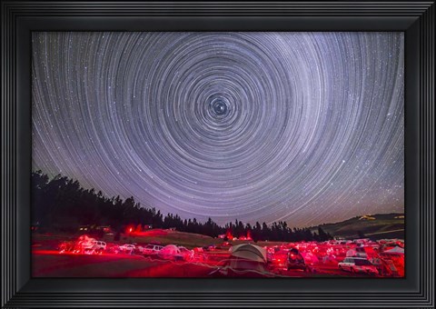 Framed Circumpolar star trails above the Table Mountain Star Party Print