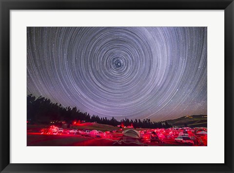 Framed Circumpolar star trails above the Table Mountain Star Party Print