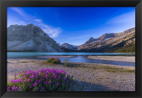 Framed Twilight on Bow Lake, Banff National Park, Canada Print