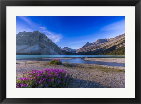 Framed Twilight on Bow Lake, Banff National Park, Canada Print