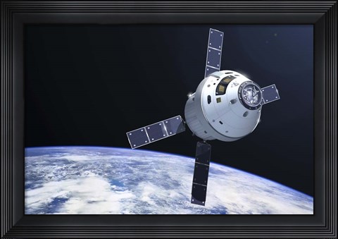 Framed Orion Module in orbit above Earth Print