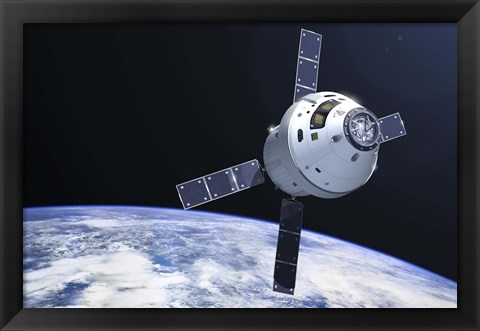 Framed Orion Module in orbit above Earth Print