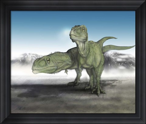 Framed Pair of Giganotosaurus Print