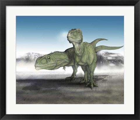 Framed Pair of Giganotosaurus Print