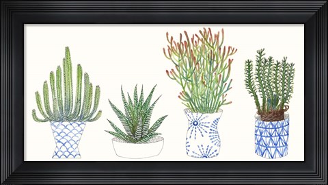 Framed Four Succulents I Print
