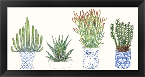 Framed Four Succulents I Print