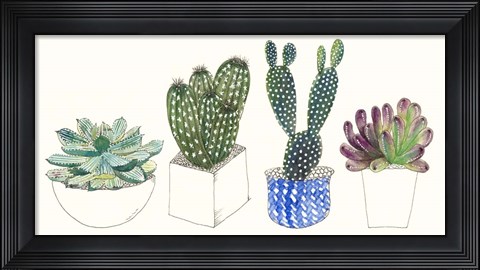 Framed Four Succulents II Print