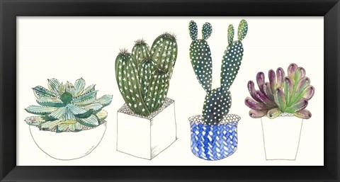 Framed Four Succulents II Print