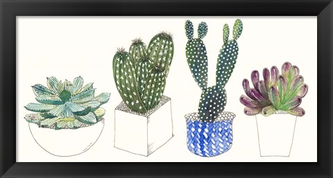 Framed Four Succulents II Print