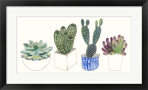 Framed Four Succulents II Print