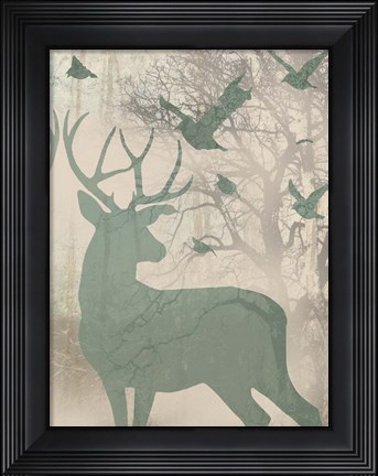 Framed Deer Solace II Print