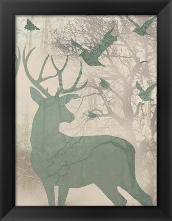 Framed Deer Solace II Print