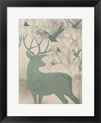 Framed Deer Solace II Print