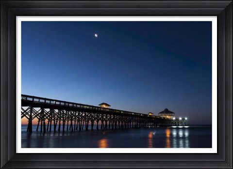 Framed Moon at Folly Beach Print