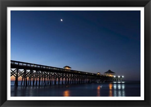 Framed Moon at Folly Beach Print