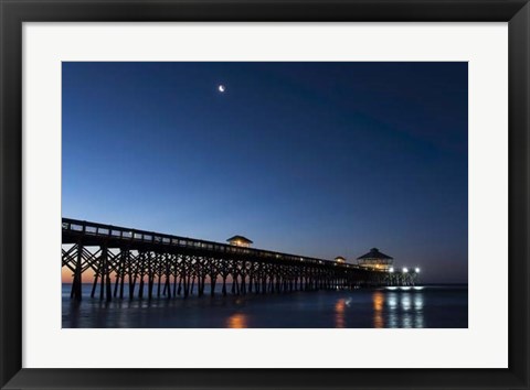 Framed Moon at Folly Beach Print