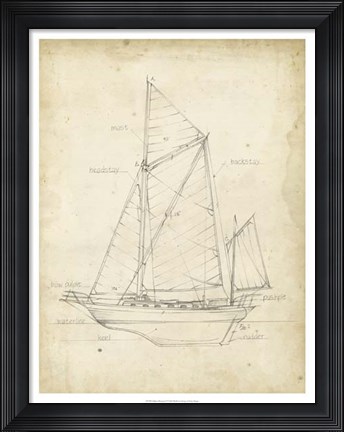 Framed Sailboat Blueprint V Print
