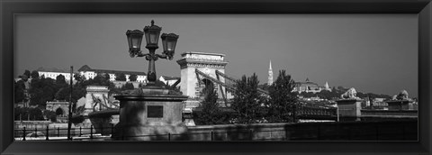 Framed Chain Bridge over Danube River, Budapest, Hungary Print