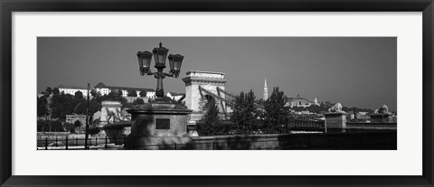 Framed Chain Bridge over Danube River, Budapest, Hungary Print