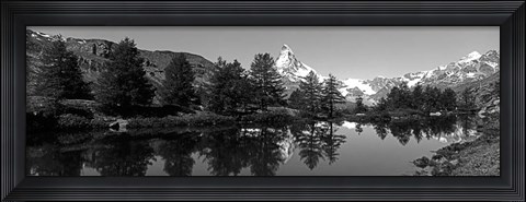 Framed Matterhorn reflecting into Grindjisee Lake, Zermatt, Valais Canton, Switzerland Print