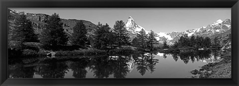 Framed Matterhorn reflecting into Grindjisee Lake, Zermatt, Valais Canton, Switzerland Print