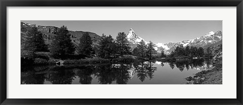 Framed Matterhorn reflecting into Grindjisee Lake, Zermatt, Valais Canton, Switzerland Print