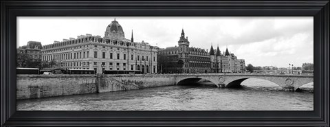 Framed Pont au Change over Seine River, Palais de Justice, La Conciergerie, France Print