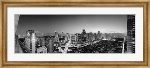 Framed Elevated view of skylines in a city, Makati, Metro Manila, Manila, Philippines Print