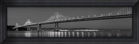 Framed Bay Bridge at dusk, San Francisco, California BW Print