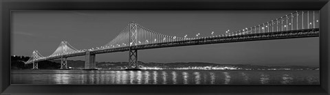 Framed Bay Bridge at dusk, San Francisco, California BW Print